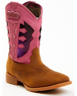 New Arrivals Shyanne Girls' Light-Up Western Boots - Round Toe | Pink
