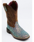 New Arrivals Shyanne Girls' Glitterama Western Boots - Broad Square Toe | Brown