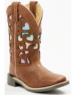 New Arrivals Shyanne Girls' Mi Amor Glitter Inlay Western Boots - Broad Square Toe | Rainbow