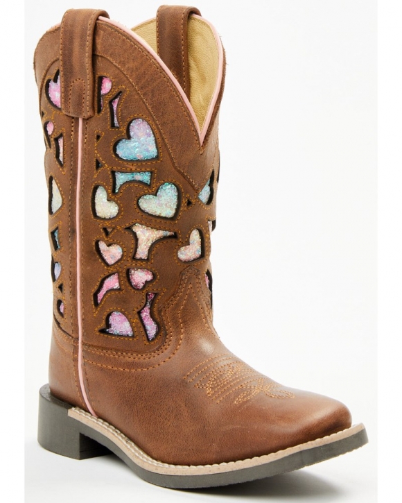 New Arrivals Shyanne Girls' Mi Amor Glitter Inlay Western Boots - Broad Square Toe | Rainbow