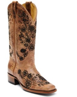 New Arrivals Shyanne Women's Wildflower Western Boots - Square Toe | Honey New Arrivals Shyanne Women's Wildflower Western Boots - Square Toe | Honey