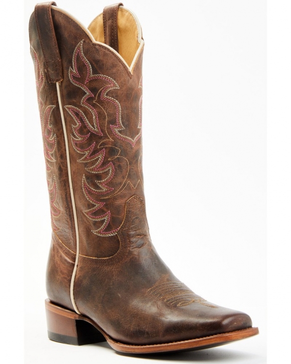 New Arrivals Shyanne Women's Cassidy Spice Combo Leather Western Boots - Square Toe | Brown