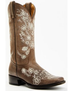 New Arrivals Shyanne Women's Wildflower Western Boots - Square Toe | Chocolate
