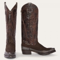 STETSON WOMEN'S DAKOTA BROWN SUEDE & TEJU COWBOY BOOT-Brown | ONLINE OUTLET