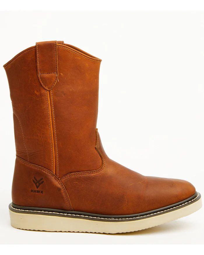 Discount Hawx Men's Pull-On Barnyard Leather Work Boots - Soft Toe | Tan