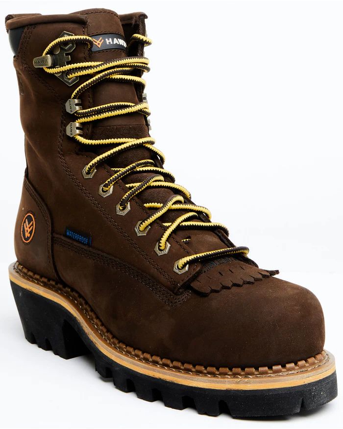 Discount Hawx Men's Lineman Lace-Up Waterproof Work Boot - Composite Toe | Brown