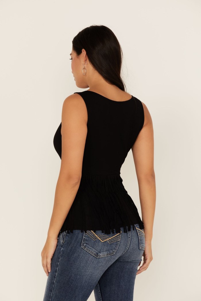 Promotion Idyllwind Women's Bluebell Twist & Fringe Tank Top | Black