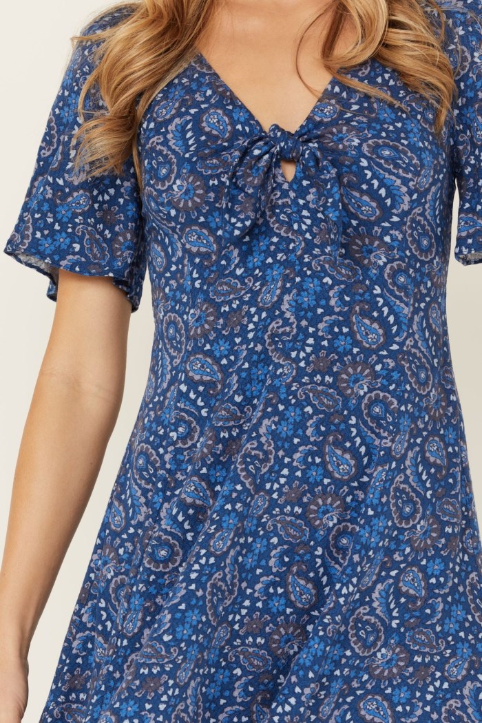 Promotion Idyllwind Women's Cardinal Printed Mini Dress | Steel Blue