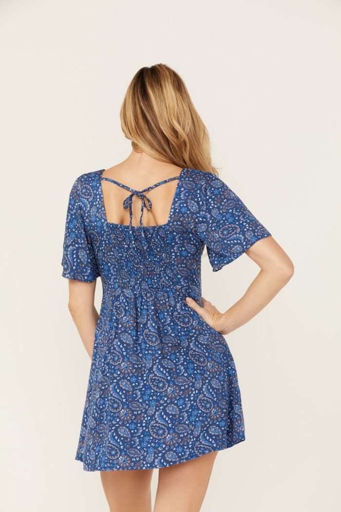 Promotion Idyllwind Women's Cardinal Printed Mini Dress | Steel Blue