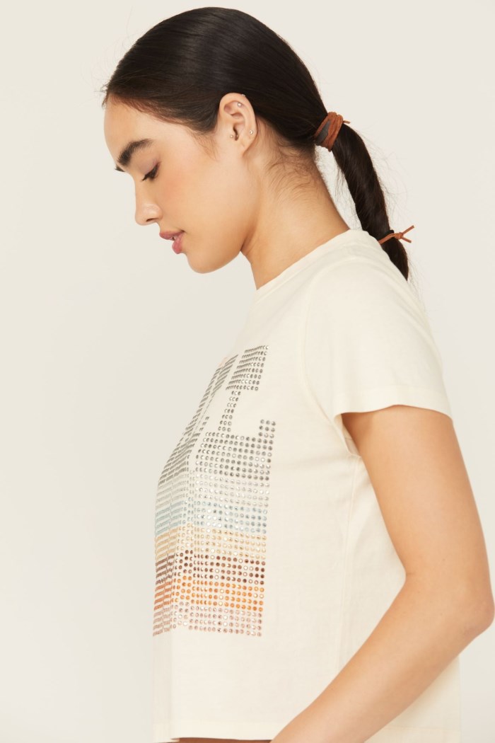 Promotion Idyllwind Women's Y'all Embellished Short Sleeve Cropped Graphic Tee | Ivory