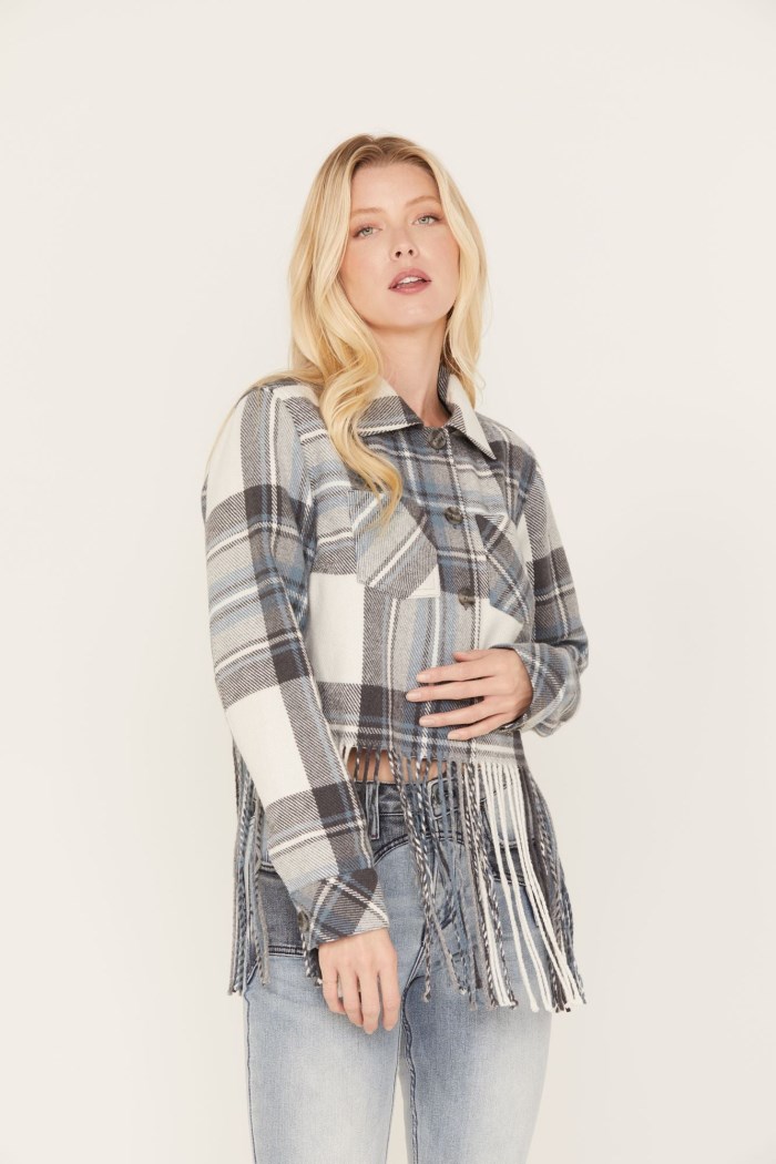 Promotion Idyllwind Women's Walker Cropped Fringe Shacket Jacket | Navy