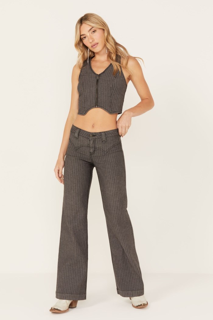 Promotion Idyllwind Women's Annex Herringbone Revel Mid Rise Stretch Trouser Pants | Black