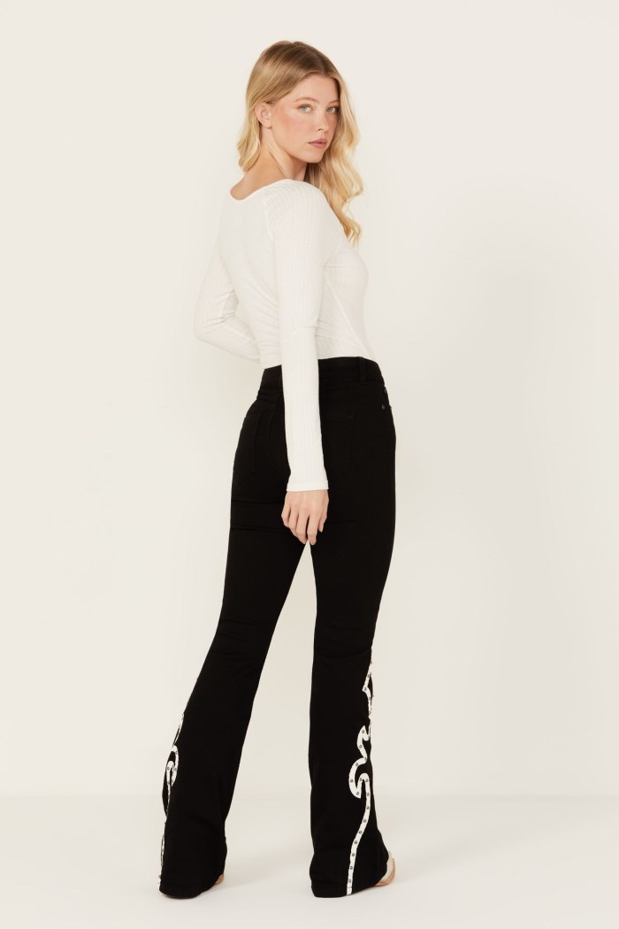 Promotion Idyllwind Women's Grove Western Pieced High Rise Gypsy Stretch Bootcut Jeans | Black