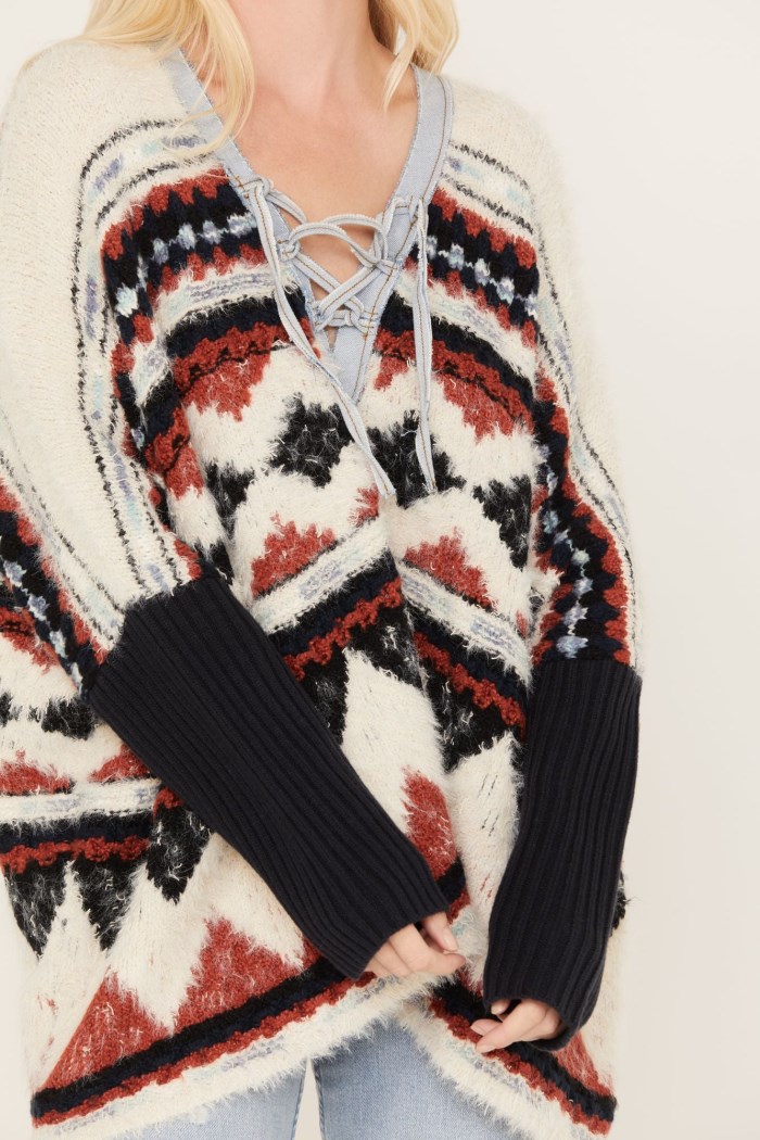 Promotion Idyllwind Women's Mack Denim Trim Sweater | Navy