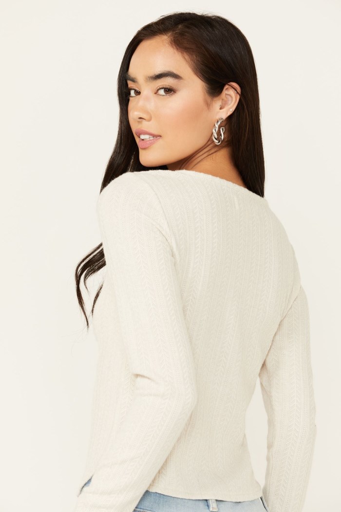 Promotion Idyllwind Women's Hummingbird Tie Front Long Sleeve Top | Stone