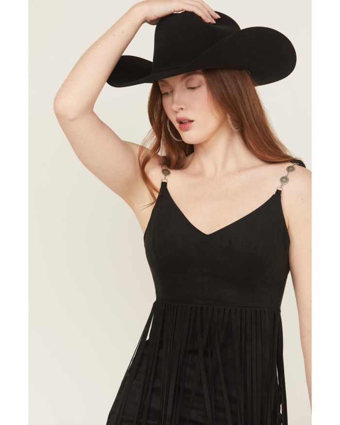 Promotion Idyllwind Women's Ramsey Concho Trim Faux Suede Mini Dress | Black