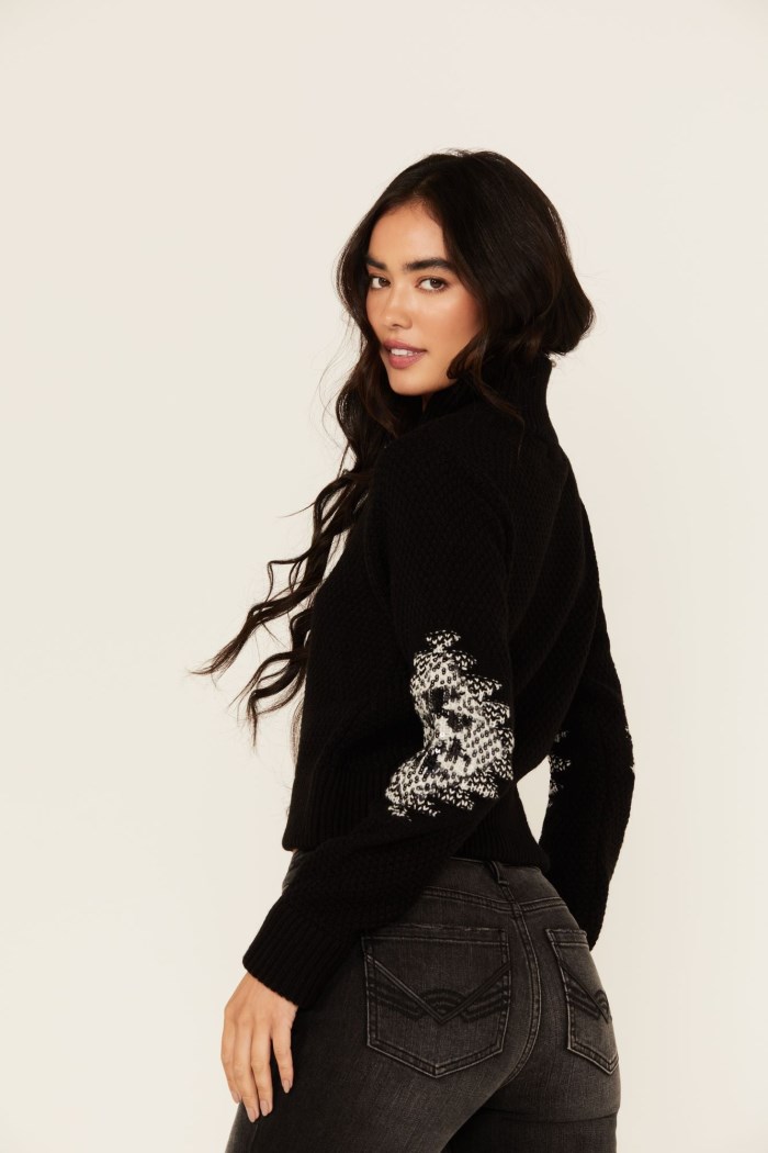 Promotion Idyllwind Women's Dallas Sequins Cropped Zip Front Sweater | Black