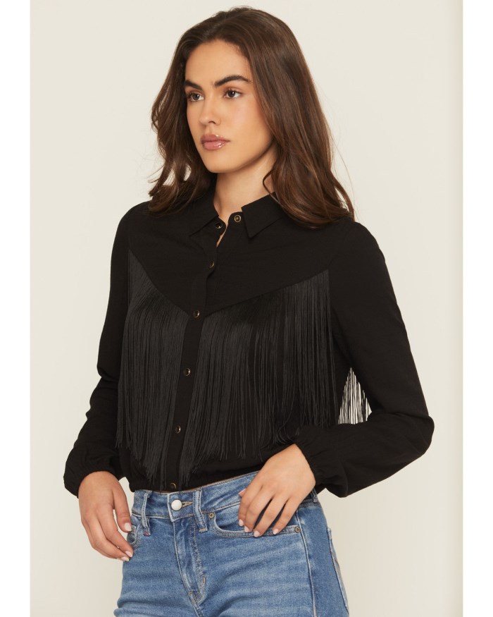 Promotion Idyllwind Women's Richfield Fringe Long Sleeve Snap Western Shirt | Black