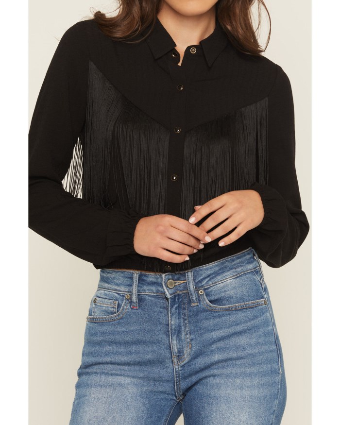 Promotion Idyllwind Women's Richfield Fringe Long Sleeve Snap Western Shirt | Black