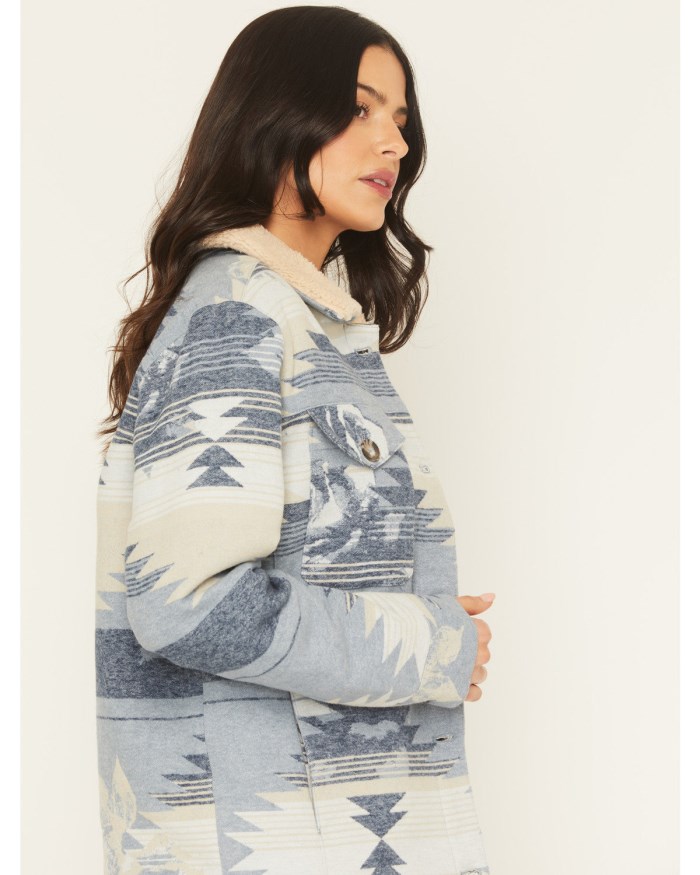 Promotion Idyllwind Women's Bluerose Southwestern Floral Print Shera Lined Jacket | Light Blue