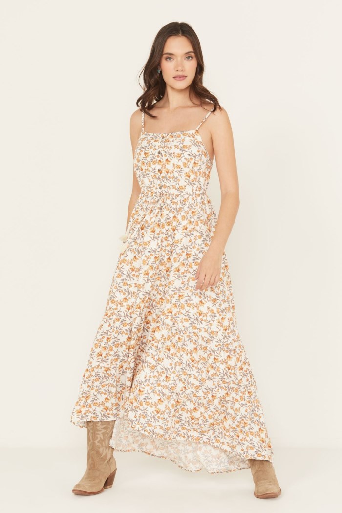 Promotion Idyllwind Women's Sugarland Printed High-Low Maxi Dress | Ivory
