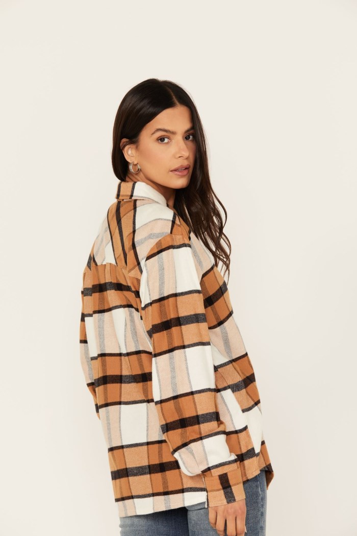 Promotion Idyllwind Women's Caroline Featherlight Plaid Print Pearl Snap Shirt | Medium Brown