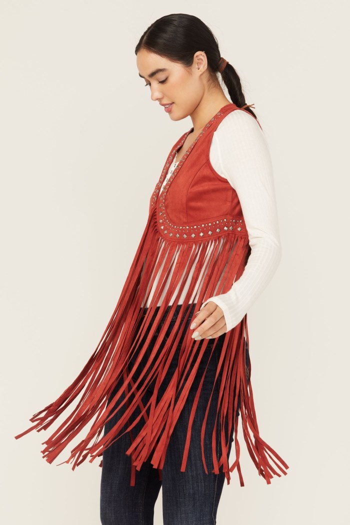 Promotion Idyllwind Women's Walnut Studded Faux Suede Fringe Vest | Chilli