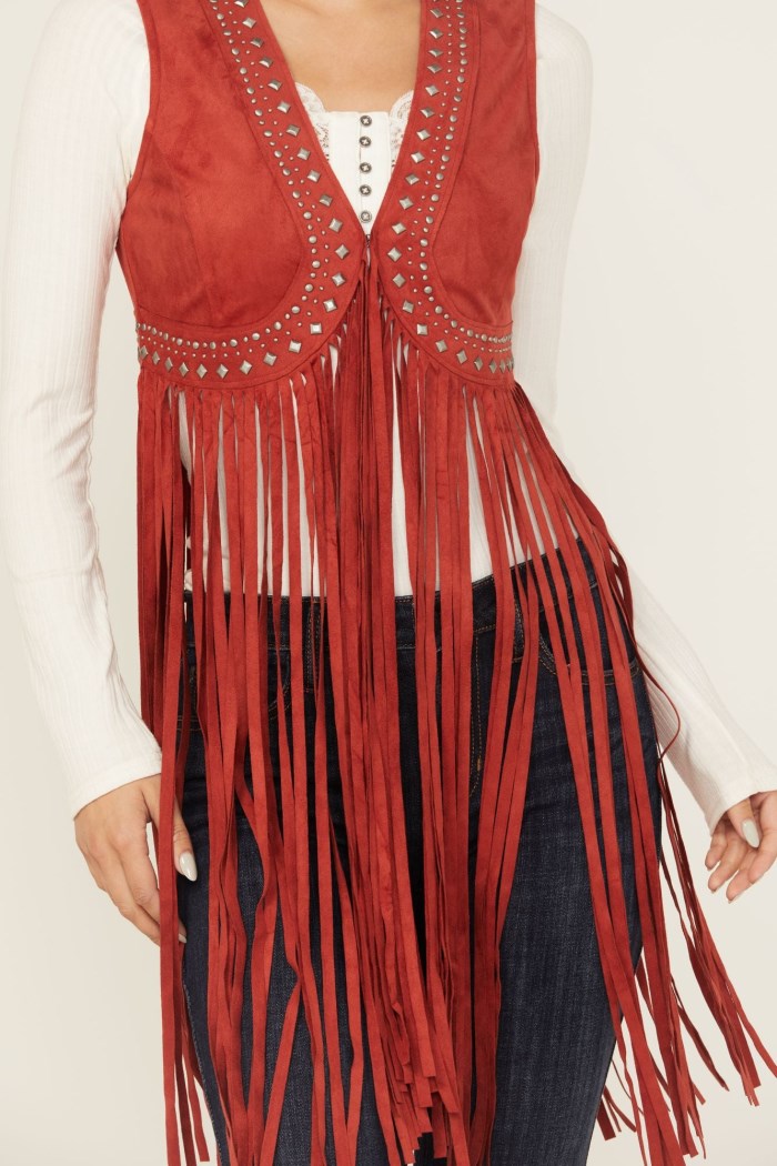 Promotion Idyllwind Women's Walnut Studded Faux Suede Fringe Vest | Chilli