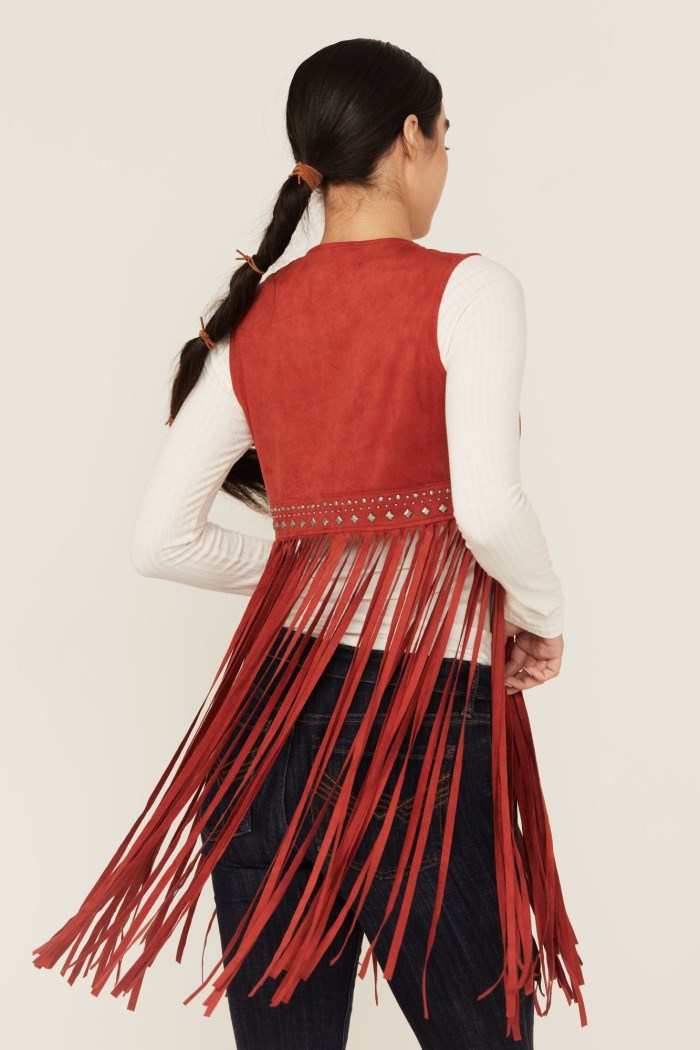 Promotion Idyllwind Women's Walnut Studded Faux Suede Fringe Vest | Chilli