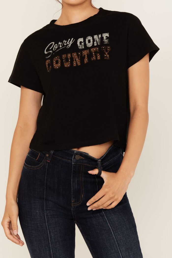 Promotion Idyllwind Women's Sorry Gone Country Short Sleeve Cropped Graphic Tee | Black