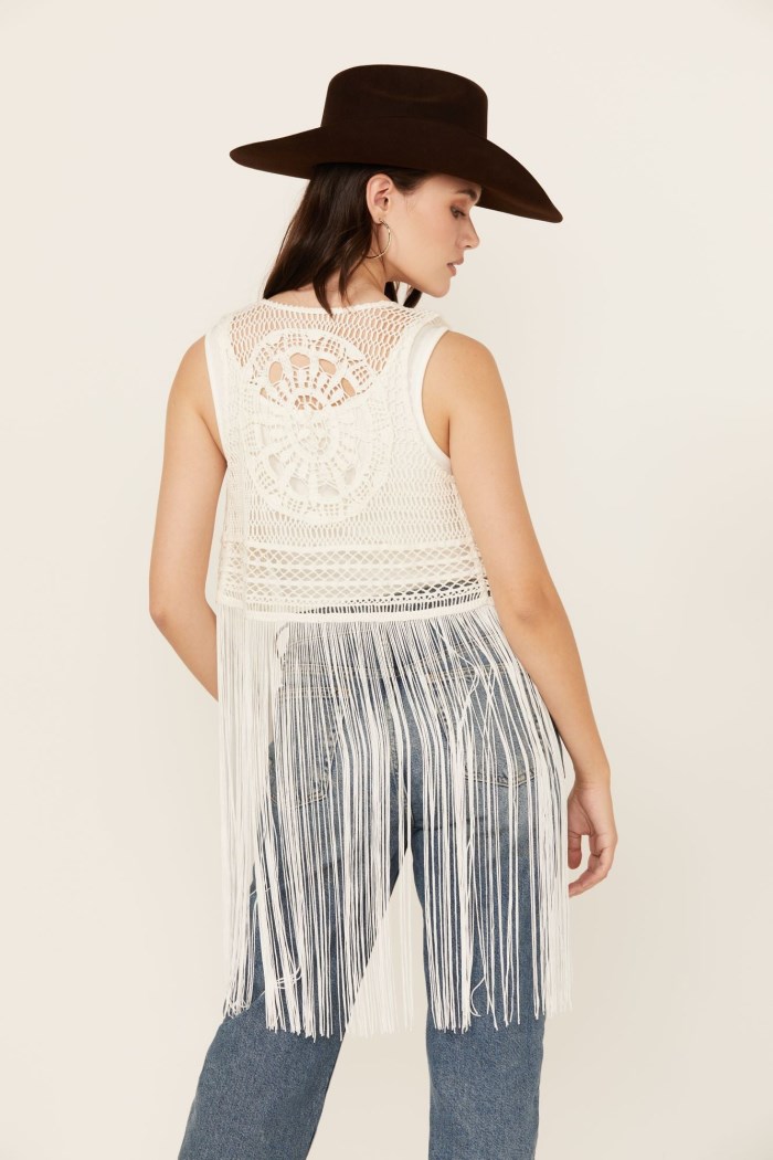 Promotion Idyllwind Women's Hawls Crochet Fringe Vest | Ivory