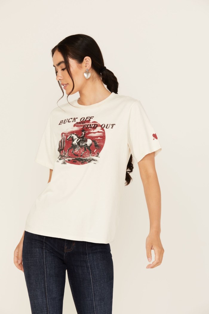 Promotion Idyllwind Women's Buck Off and Find Out Short Sleeve Graphic Tee | Ivory