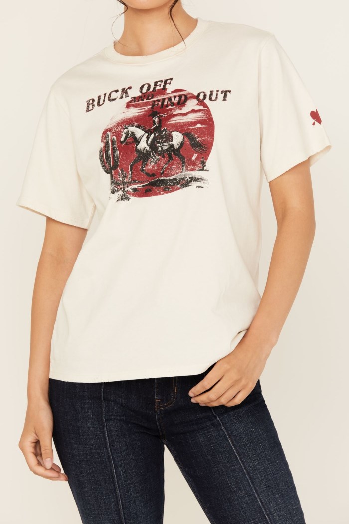 Promotion Idyllwind Women's Buck Off and Find Out Short Sleeve Graphic Tee | Ivory