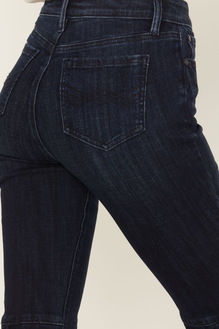 Promotion Idyllwind Women's Allessio Dark Wash High Rise Fringe Bootcut Super Stretch Denim Jeans | Dark Wash