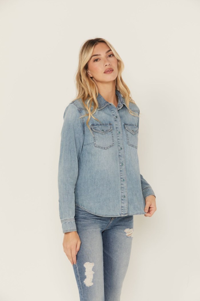 Promotion Idyllwind Women's Medium Wash Long Sleeve Snap Denim Shirt | Light Wash