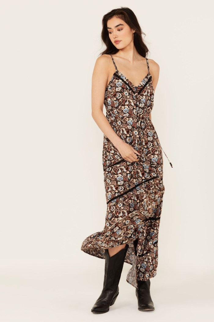 Promotion Idyllwind Women's Floral Print Sleeveless Maxi Dress | Black