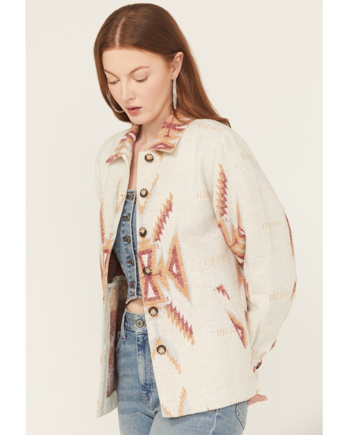 Promotion Idyllwind Women's Merritt Southwestern Button-Down Shacket | Cream