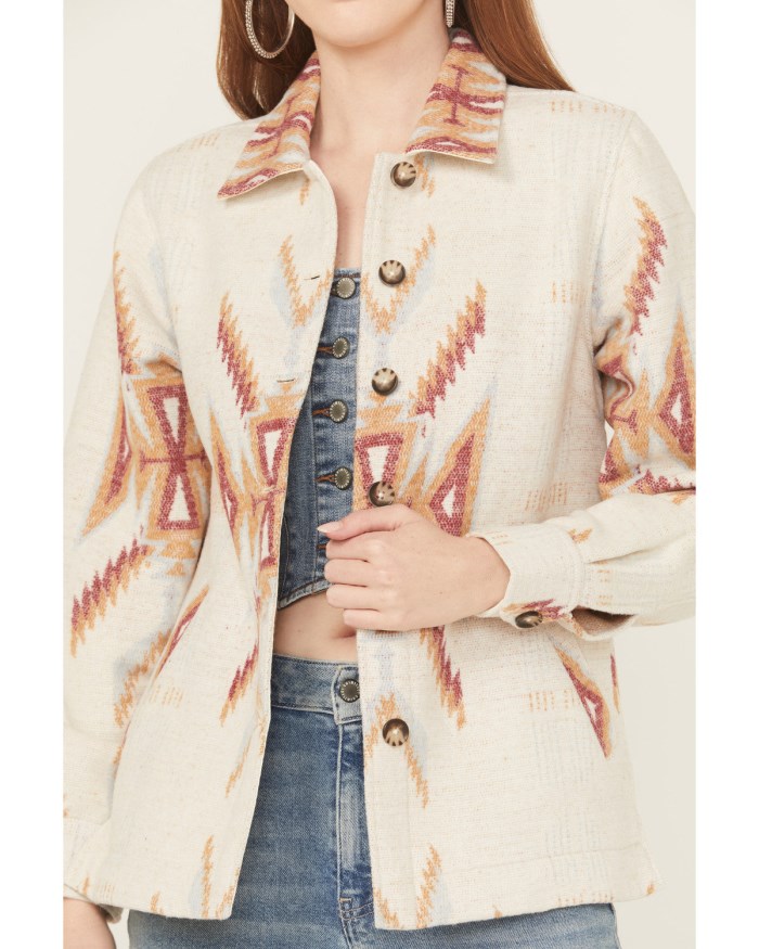Promotion Idyllwind Women's Merritt Southwestern Button-Down Shacket | Cream