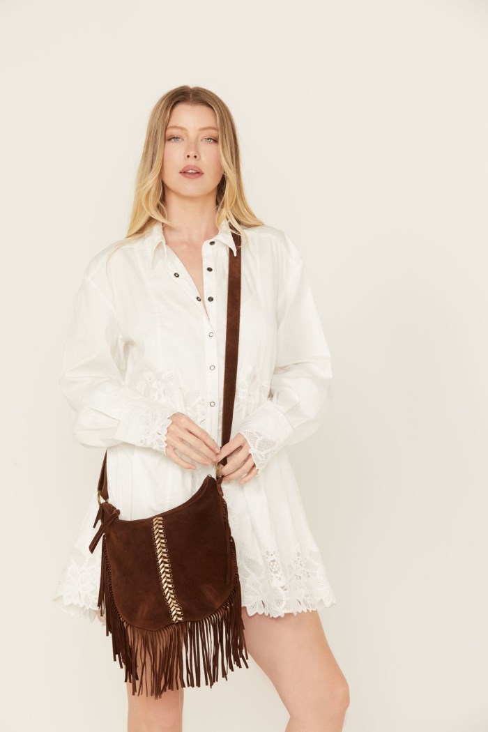 Promotion Idyllwind Women's Perlita Suede Fringe Crossbody Bag | Brown