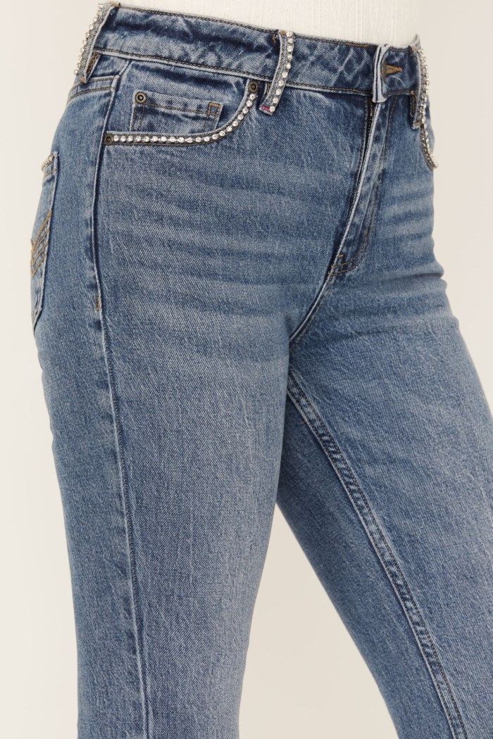 Promotion Idyllwind Women's Foxwood High Risin' Rhinestone Flare Jeans | Dark Medium Wash