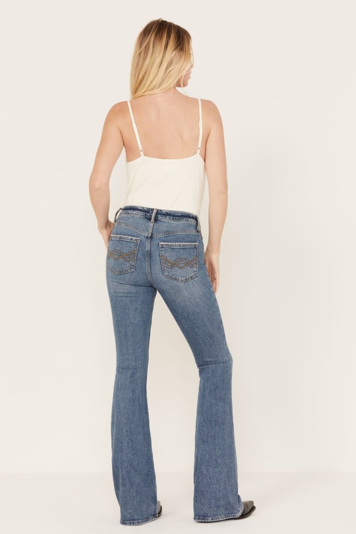 Promotion Idyllwind Women's Foxwood High Risin' Rhinestone Flare Jeans | Dark Medium Wash