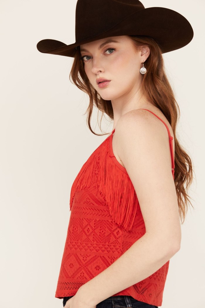 Promotion Idyllwind Women's Redmond Lace Fringe Cami | Dark Orange