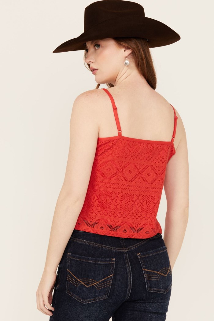 Promotion Idyllwind Women's Redmond Lace Fringe Cami | Dark Orange