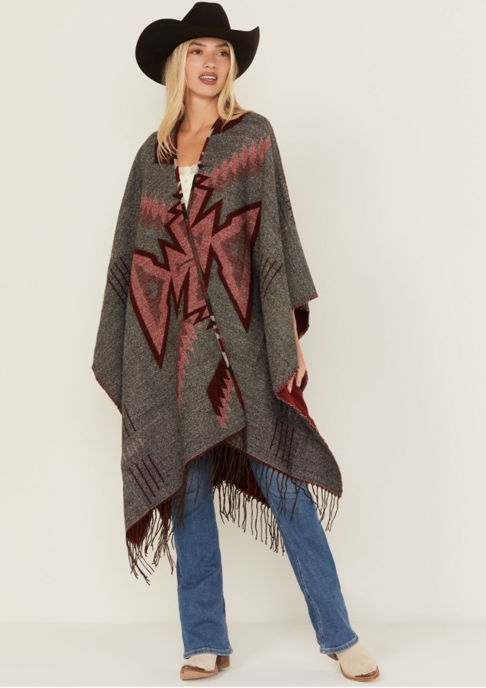 Promotion Idyllwind Women's McDowell Southwestern Print Reversible Fringe Shawl | Wine