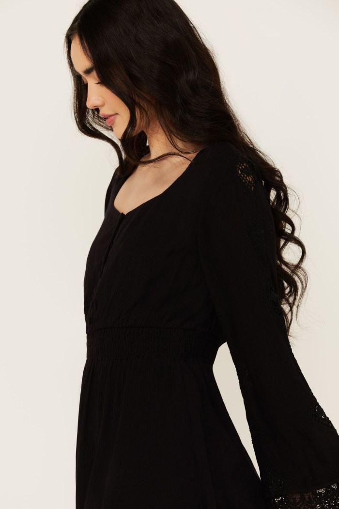 Promotion Idyllwind Women's Scotts Lace Long Sleeve Mini Dress | Black