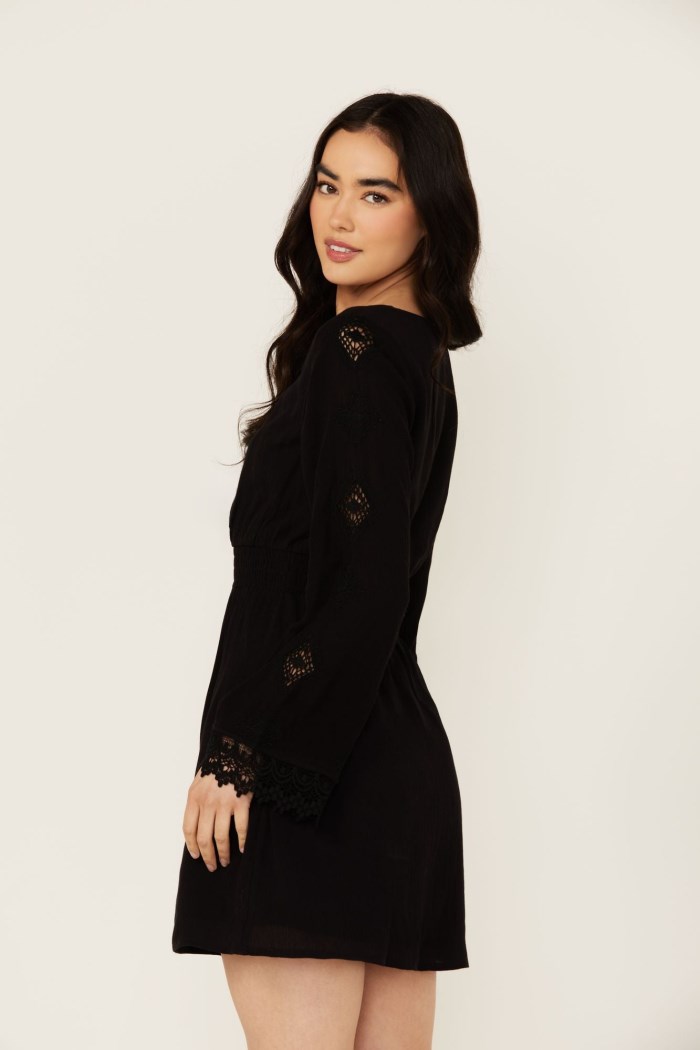 Promotion Idyllwind Women's Scotts Lace Long Sleeve Mini Dress | Black