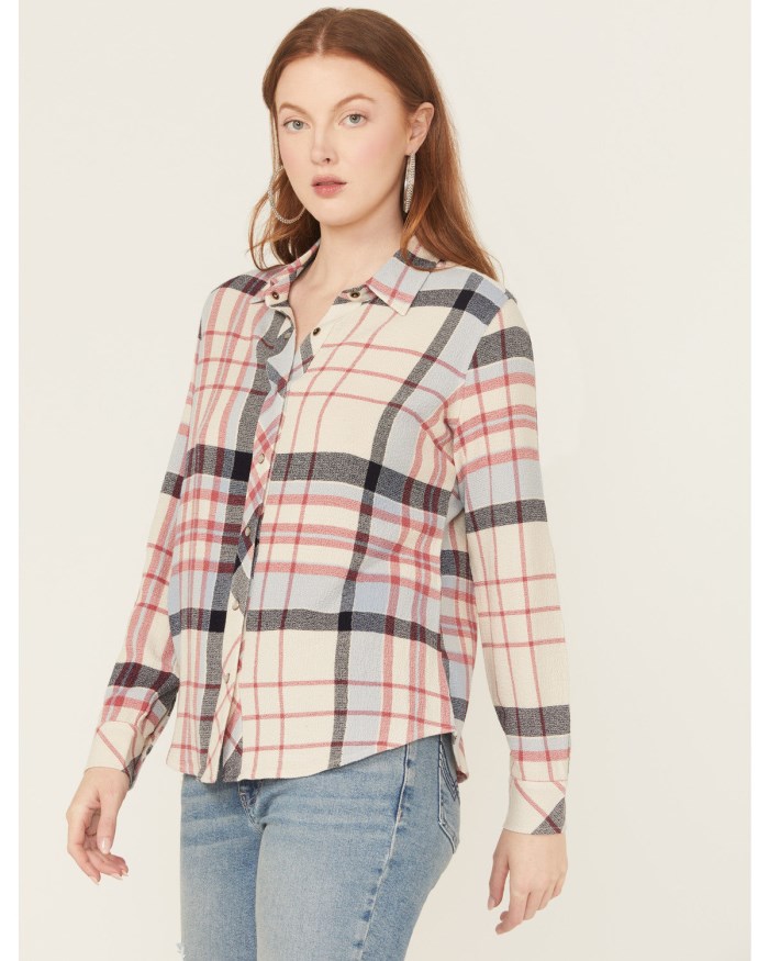 Promotion Idyllwind Women's Lyle Plaid Print Long Sleeve Snap Western Shirt | Cream
