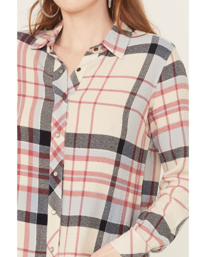 Promotion Idyllwind Women's Lyle Plaid Print Long Sleeve Snap Western Shirt | Cream