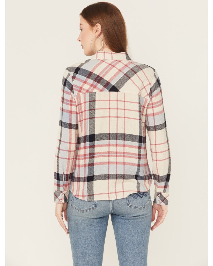 Promotion Idyllwind Women's Lyle Plaid Print Long Sleeve Snap Western Shirt | Cream