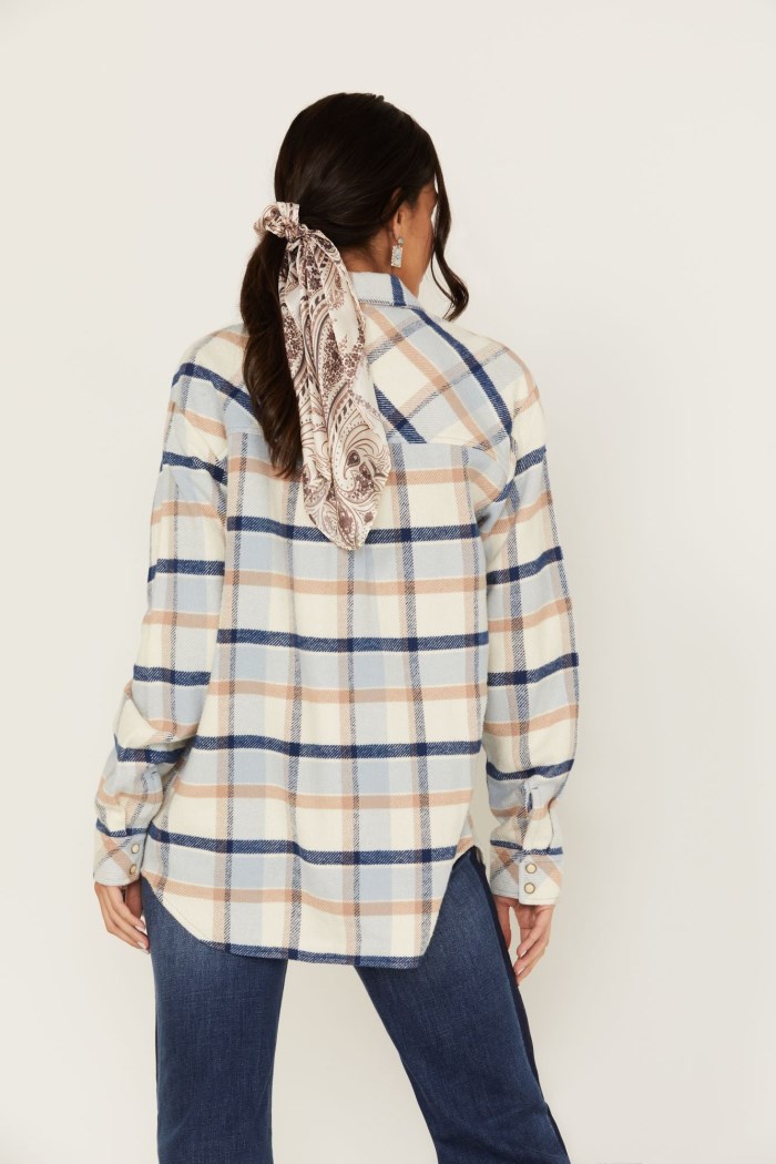 Promotion Idyllwind Women's Plaid Print Rendon Flannel Top | Blue